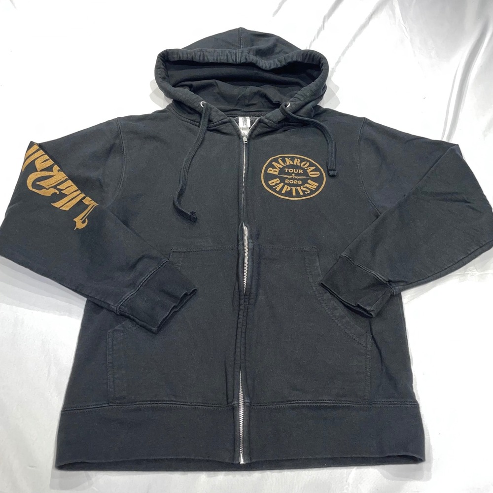 Jelly Roll Backroad Baptism Tour 2023 Zip Up Hoodie Black Gold Small Independent